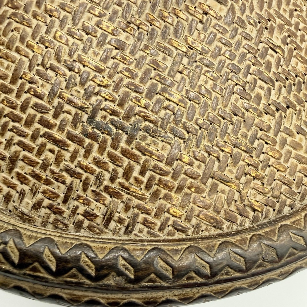 Vintage Bird Finial Lid Boho Woven Look Decorative Cover 7.5 Inch - Picture 4 of 12